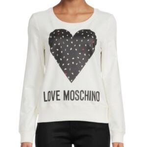 LOVE MOSCHINO ​Heart Logo Crewneck Sweatshirt White Cotton 12